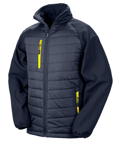 Compass Padded Softshell Jacket In Navy/Yellow