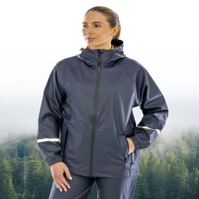Prism PU Waterproof Jacket With Reflective Bands And Recycled Backing