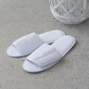 Open-toe Slippers With Hook And Loop Strap