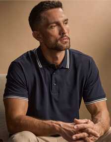 Mens Luxury Stripe Stretch Polo