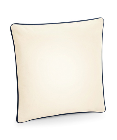 Fairtrade Cotton Piped Cushion Cover In Natural/French Navy
